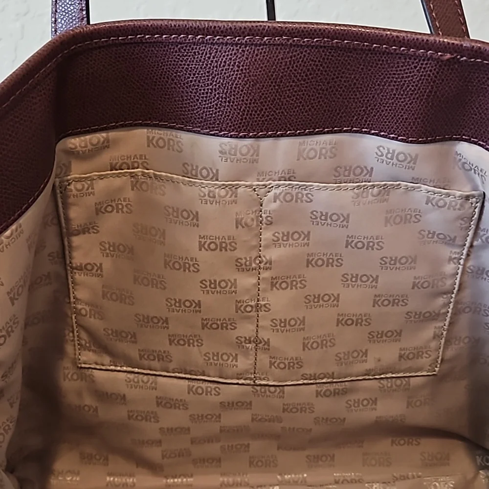 Michael Kors Burgandy Pebbled Leather Work Tote